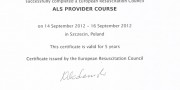 ALS Provider Course, ERC, Szczecin, 2012