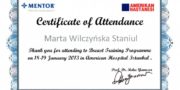 Certyfikat - Marta Wilczyńska Staniul - specjalista chirurgii plastycznej